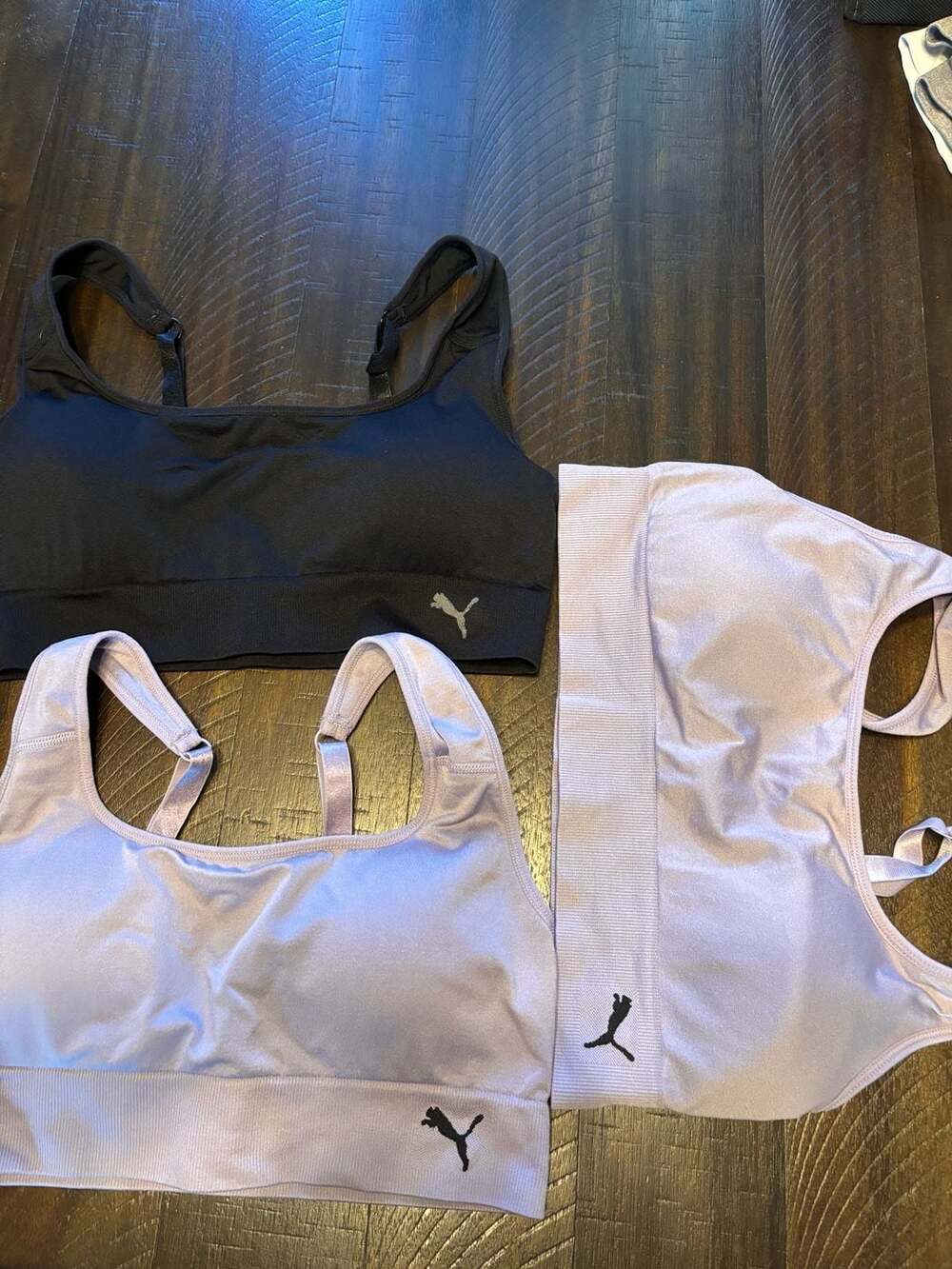 Puma Multi-Pack Seamless Active Sports Bras 3-Piece Lot Purple and Black XL